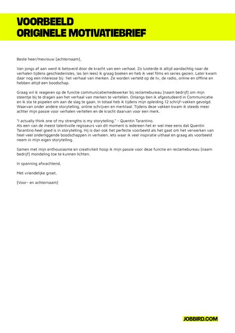 originele motivatiebrief voorbeeld